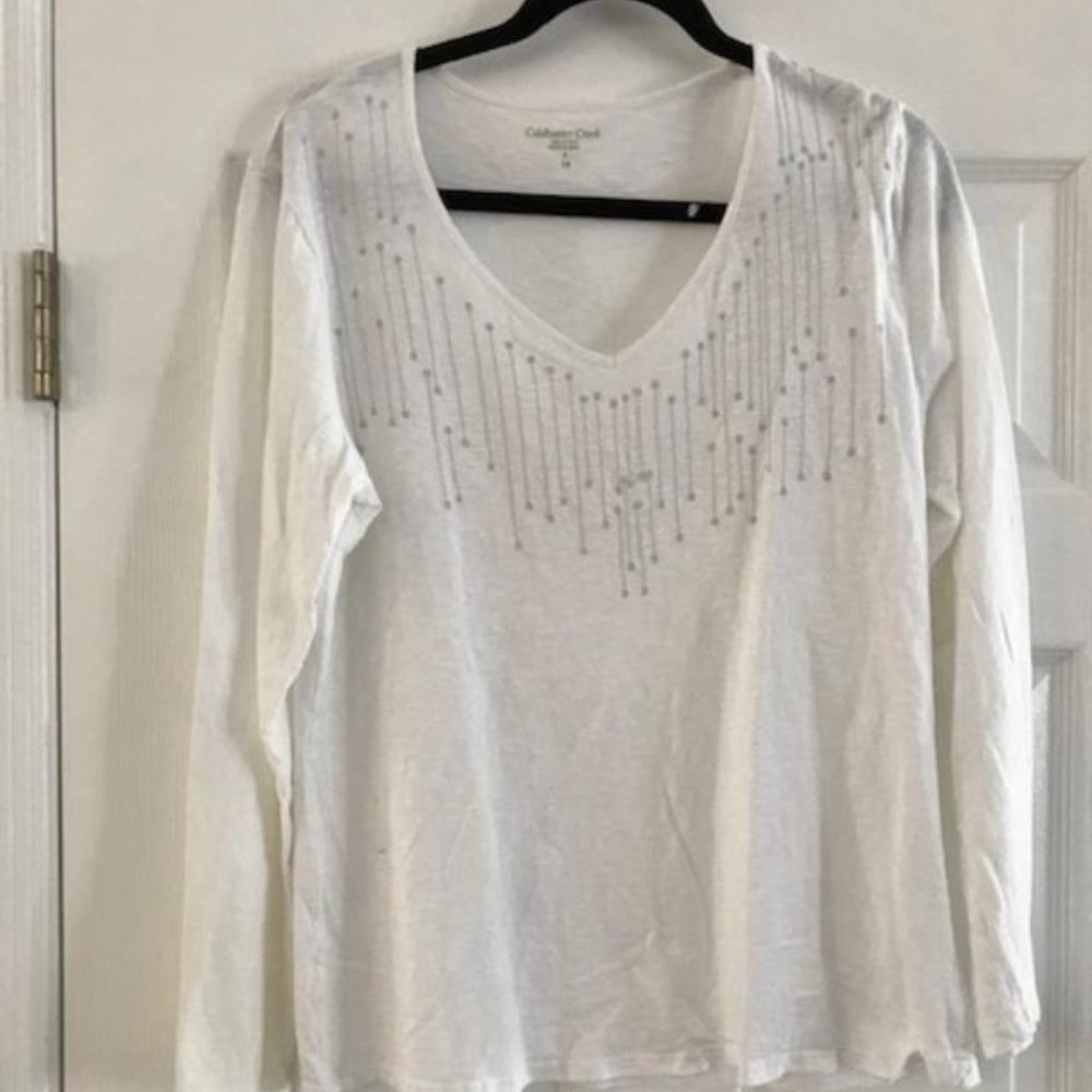 Long Sleeve Embellished Top Large